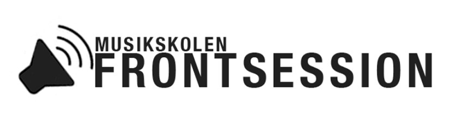 Skitsefase.Forestiller en højtaler i sort. Desuden er navnet Musikskolen Frontsession også implementeret.